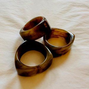 Fabulous Vintage Thick Tortoise Shell Bangles! Set of 3